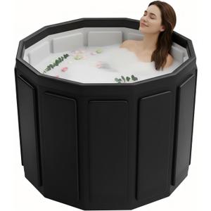 Portable Bathtub for Adult, Foldable Soaking Bathtub for Hot SPA&Ice Bath, Foldable Small Bathtub collapsible bathtub for Bathing, 6-layer Insulated portable tub,Space-Saving (black, 25.9X31.5 IN)