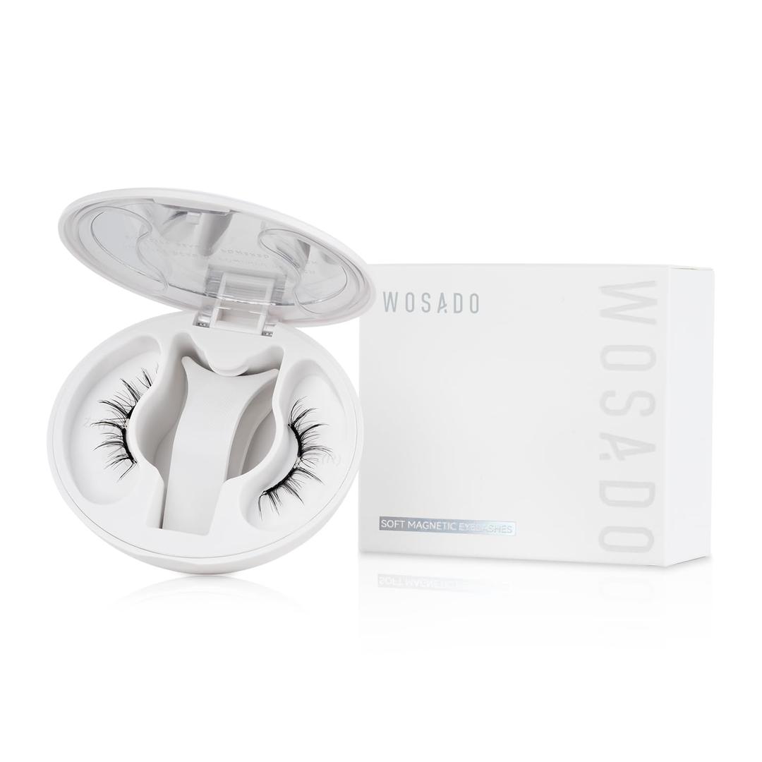 WOSADO Magnetic Eyelashes with Applicator Kit, No.14 FROST BLACK 21.5mm, Reusable Magnetic Lashes without Eyeliner, Glue-free False Lashes, Waterproof, Lightweight, Suit for Natural Makeup (1 pair (Pack of 1))