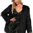 Simplee Apparel Women's Long Sleeve Fluffy Faux Fur Warm Coat, Black, 1/ 5, Large