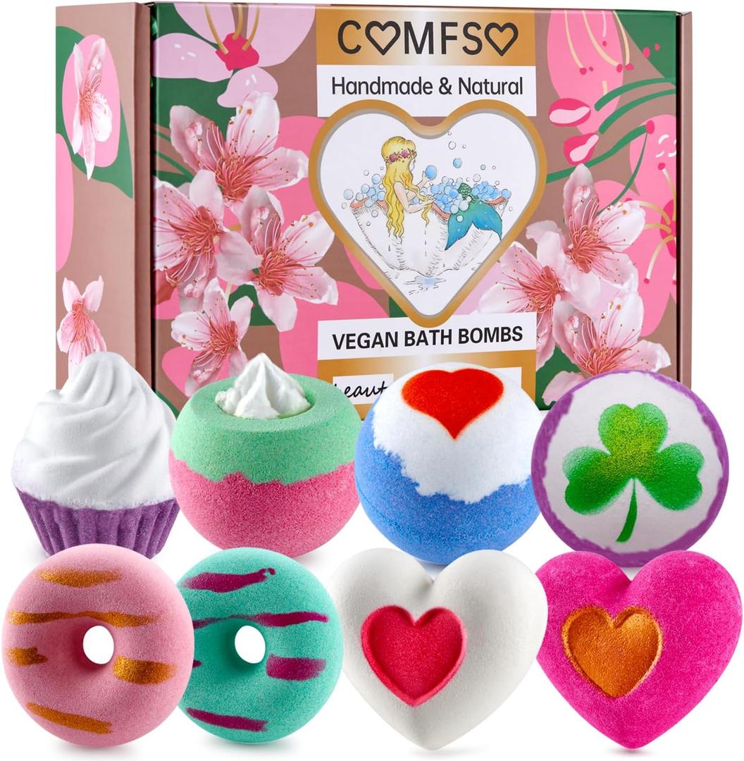 Bath Bombs for Girls - Bath Bombs, Mothers Day for Women Kids Bubble Bath, Handmade Bath Bomb Gift Set Bathbombs Relaxing Spa Gifts Basket for Her Wife Mom Birthday Gifts