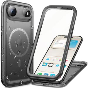 Cozycase for iPhone Air Waterproof Case Full-Body Bumper Shockproof Dustproof Cases with Built-in Screen Protector &Camera Control Compatible with MagSafe,Drop Proof Cover Frosted Black