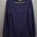DOROSE Womens Mesh Long Sleeve Shirts Casual Blouses Tops (XX-Large, X03 - Dark Blue)
