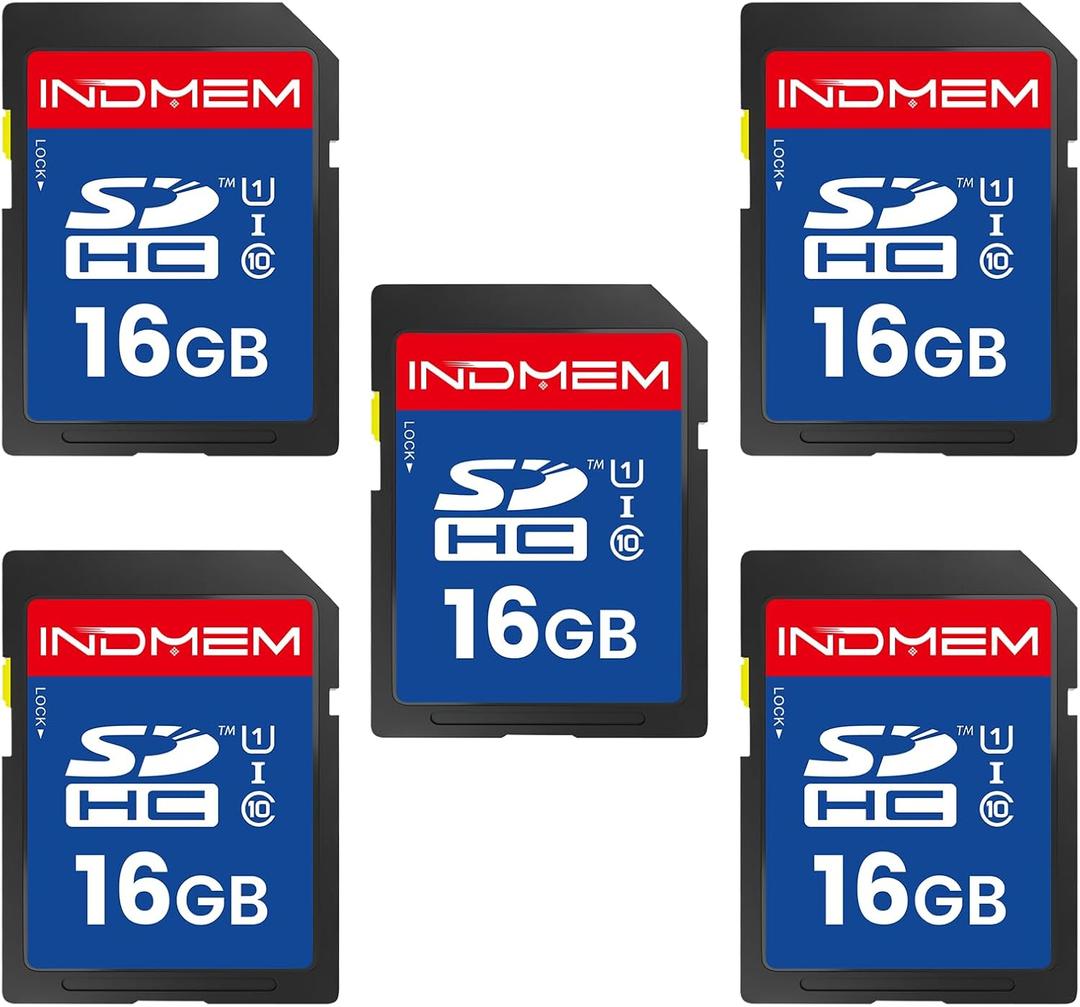 16GB SD Card, 5 Pack SDHC Memory Cards UHS-I U1 Class 10 High-Speed Full HD Video Compatible with Digital Point-and-Shoot Cameras, HD Camcorders, DSLR and PC, 16GB(5pc)