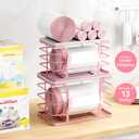 2 Pack Trash Bag Holder with Bamboo Top,Stackable Storage Bathroom Organizer Kitchen Laundry Pantry Organizers for Countertop Organization,Pink