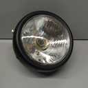 Motorcycle Headlight Universal Retro Black Shell White Lens Front Headlight Compatible with GN125 and Other