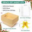 AFOROEOA 20PACK Baskets for Gifts Empty, 10x12Thick Kraft Gift Basket with 20 Bows 20 Bags Empty Gift Baskets for Christmas, Valentines Day, Easter, Birthdays, Snacks, Farmers Market