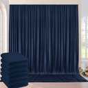 30ft8ft Wrinkle Free Navy Blue Backdrop Curtains for Parties, 6 Panels 5ft8ft Thick&Silky Polyester Navy Photo Backdrop Drapes Curtains for Graduation Party Baby Shower Birthday Wedding Photography
