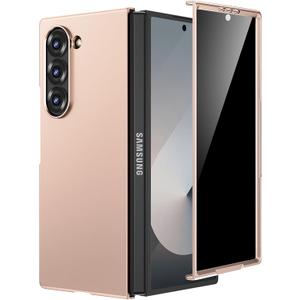 Maxdara for Z Fold 6 Slim Case, [Built in Privacy Screen Protector] [Support Wireless Charging] Shockproof Hard PC Protective Phone Cover Case for Samsung Galaxy Z Fold 6 5G (Rose Pink)