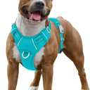 BARKBAY No Pull Dog Harness Large Reflective Dog Harness with Front Clip and Easy Control Handle for Walking Training Running with ID tag Pocket(Ocean Blue,L)