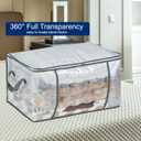 MKOKYD 80L Clear Large Storage Bag, Clothes Storage Containers for Organizing Closet, Bedroom, Underbed, Comforters, Clothing, Blankets, Pillow, Foldable Organizer with Sturdy Handle and Zippers (4)