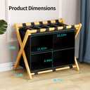Folding Luggage Rack, 2-Pack Natural Bamboo Suitcase Stands with 4 Storage Compartments , Sturdy Luggage Holders for Guest Room, Bedroom, Hotel