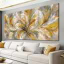 I@U Large Yellow White Wall Art Living Room Decor Modern Abstract Feather Wall Art Prints For Wall Decor Bedroom Office Kitchen Dining Room Canvas Print Modern Artwork For Walls 29x58 Inch