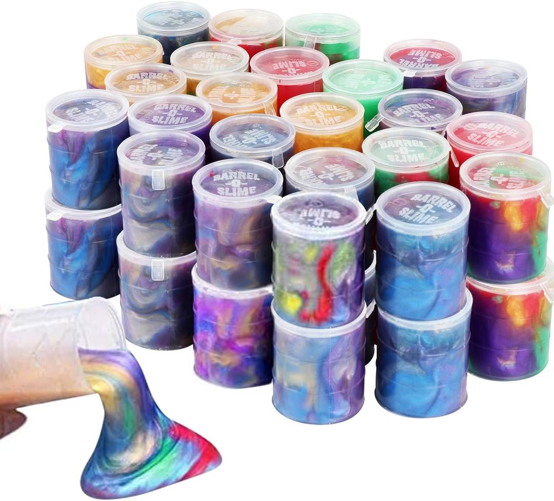 48 Pack Barrel of Slime - Galaxy Sludgy Gooey Fidget Kit for Sensory Party Favor Gifts Slime Stress Relief Toy Scented Sludge Toy for Kids