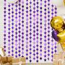LOLStar 2Pack Purple Glitter Stars Birthday Decorations 3.3X6.6ft Each Lilac Purple Star Backdrop Foil Fringe Curtains for Girl, Graduation Engagement Wedding Baby Shower Disco Anniversary Party Decor