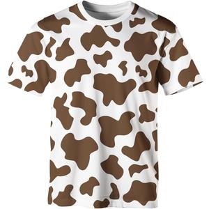 Casual Cow Print T-Shirt Short Sleeve Fun Cow Graphic T-Shirts for Men Women (L)