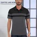 Mens Polo Shirts Short Sleeve Color Block T Shirt Summer Lightweight Casual Golf Shirts (Black, M)