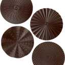 Hicarer 4 Pcs 12 Inch Metal Wall Art Decor Sunburst Hanging Metal Artwork Decor Wall Art Decorations for Home Living Room Office Gift for Christmas(Brown)