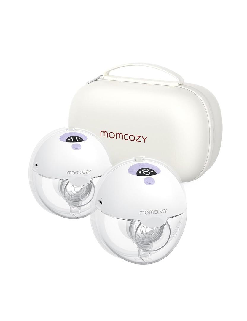 Momcozy Breast Pump Hands Free M5, Wearable Breast Pump of Baby Mouth Double-Sealed Flange with 3 Modes & 9 Levels, Electric Breast Pump Portable - 24mm, 2 Pack Lilac