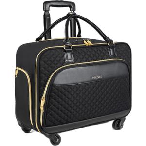 Ytonet Rolling Briefcase for Women, 17.3 Inch Rolling Laptop Bag with 4 Spinner Wheels, Water Rresistant Wheeled Computer Bag with Lock, Large Rolling Bag for Travel Business Overnight Teacher, Black