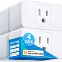 meross Smart Plug Mini, 15A & Reliable Wi-Fi, Support Apple HomeKit, Siri, Alexa, Echo, Google Assistant and Nest Hub, App Control, Timer, No Hub Needed, 2.4G WiFi Only, 4 Pack