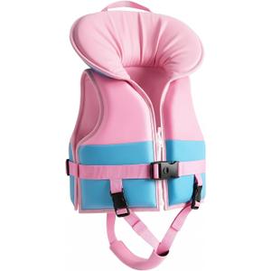 HeySplash Infant Swim Vest, Baby Floaties for 6-24 Months (13-33lbs) with Head Support, Safety Buckles Training Swim Jacket for 1,2 Years Toddlers,10-20-30 lbs Girls, Beach Pool Float Jumper, Pink