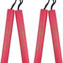 Safe Foam Rubber Training Nunchakus Cord Nunchucks 2PCS for Kids Beginners Practice and Training (Red)