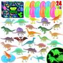 GWAHSA 24pcs Prefilled Easter Eggs with Glow in The Dark Dinosaur Figures Toys Inside Easter Basket Stuffers Gifts Birthday Party Favors Supplies for Kids Classroom Prizes Pinata Goodie Bag Fillers