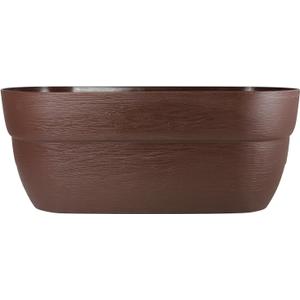 Emsco Group 2435-1 Bloomers Self-Watering 24" Weatherproof Resin 6" Railings Brown Rain Planter Grow Box, Earth