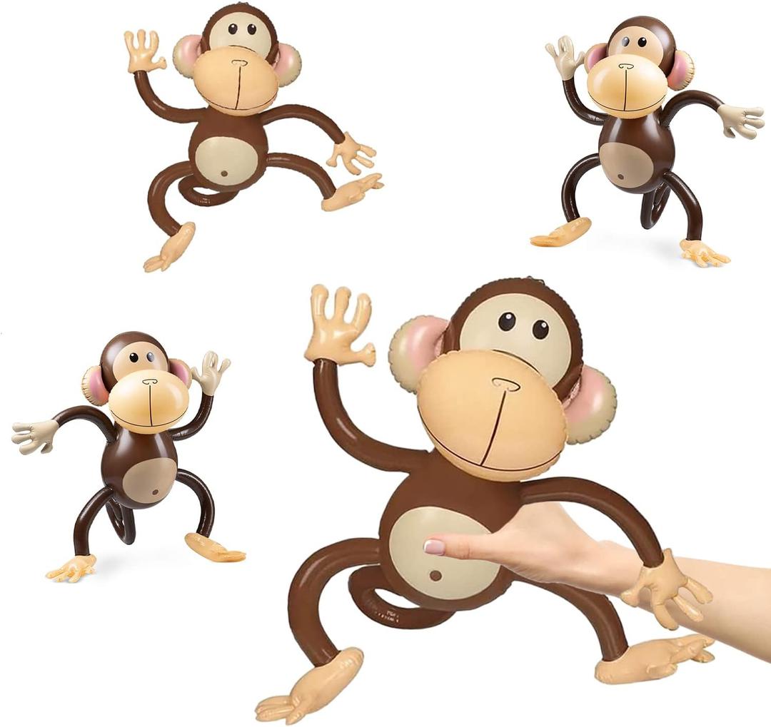 Inflatable Monkeys 27 Inch, 3-Pack Monkey Safari Party Supplies Inflatable Safari Animals Monkey Themed Birthday Party Decorations for Safari, Jungle Themed Birthdays, Blow up Party Favors Supplies