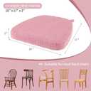 4 Pack Pink Chair Cushions with Ties Removable Covers, D-Shape Dining Kitchen Chair Seat Pads Non Slip 17"x16"