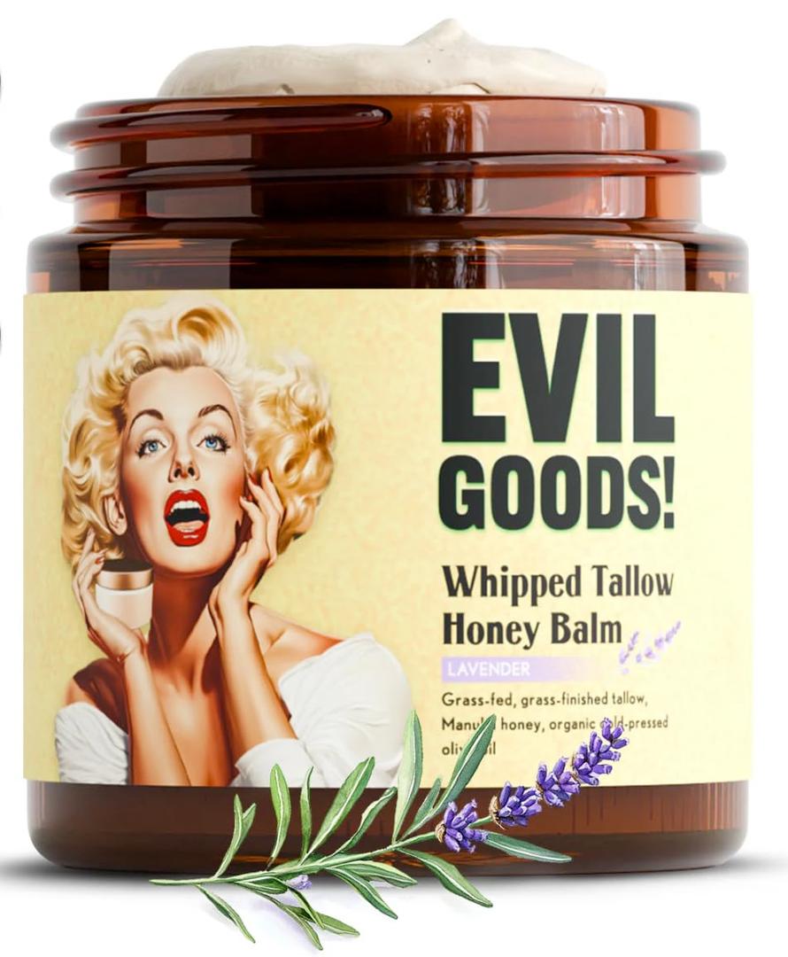 Whipped Beef Tallow and Honey Moisturizer for Skin, Face, Lips, Body - Lavender Scent