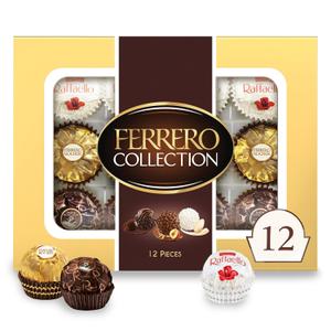 Ferrero Collection, 12 Count, Premium Gourmet Assorted Hazelnut Milk Chocolate, Dark Chocolate and Coconut, 4.6 oz, Best By: 09/17/25