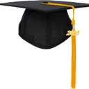 Unisex Adult Matte Graduation Cap with Tassel Year Charm (One Size, Black With Gold)