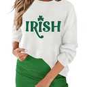 MARZXIN Women 2025 Casual Holiday Sweaters Long Sleeve Round Neck Slogan Pullover Sweater Tops Merry Christmas Sweaters Irish M