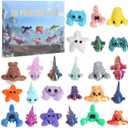 2025 Mini 3D Printed Animals Christmas Advent Calendar, 24 piece articulated flexible figurine toy Set, Birthday gifts for boys and girls, party gifts