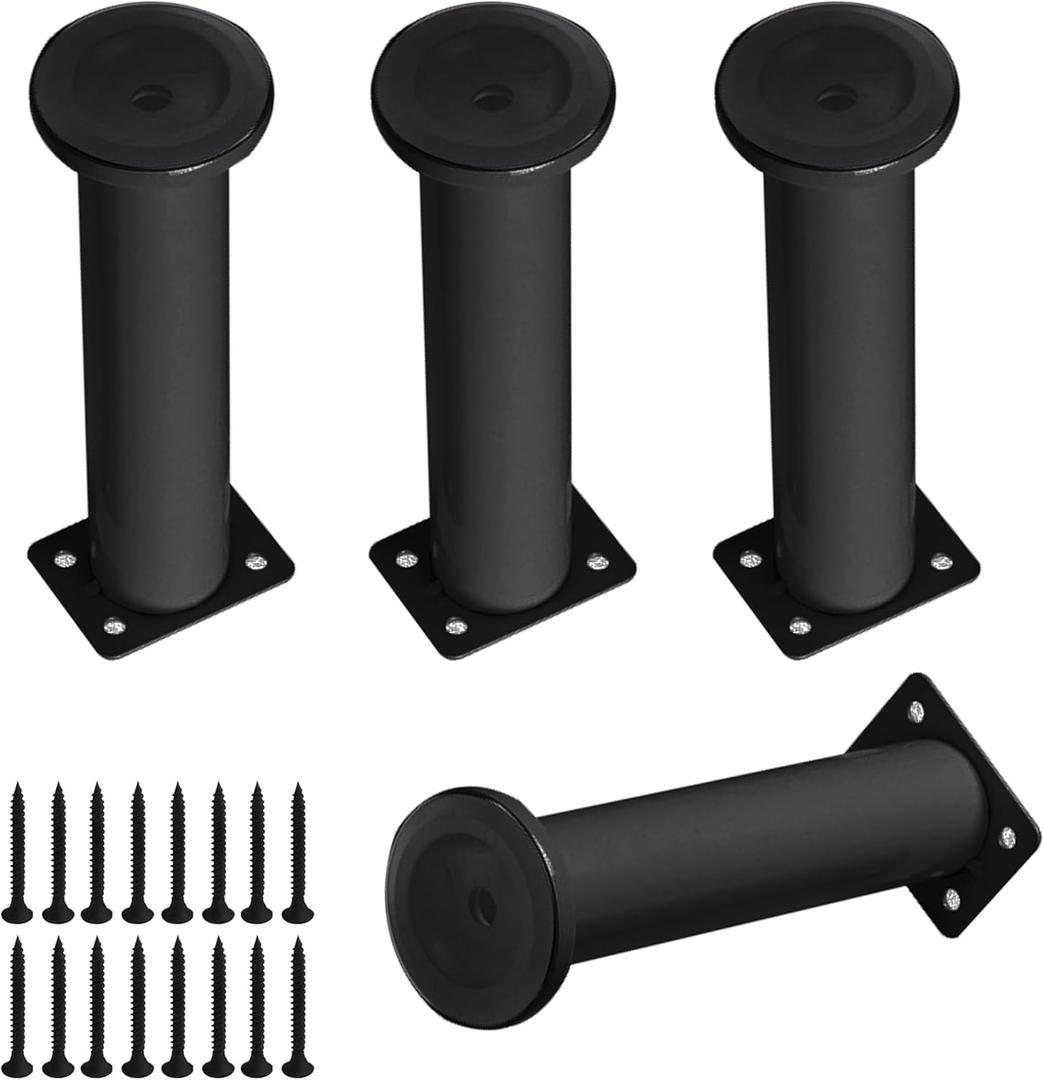 4 Pcs Furniture Legs, Metal Cabinet Legs,Adjustable Furniture Support Feet for Kitchen Shelves Sofa Table Chair Desk Cupboard Furniture Adjustable Legs Feet Foot (4, 7.08-12.2 inch)