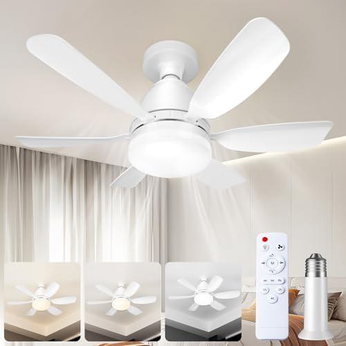 Ealken Socket Fan Light Ceiling Fans with Lights and Remote, Dimmable LED 3 Colors 3000K-6500K, 1556 Lumens Light Bulb Screw in Ceiling Fan for Bedroom, Kitchen, Living Room, Closet