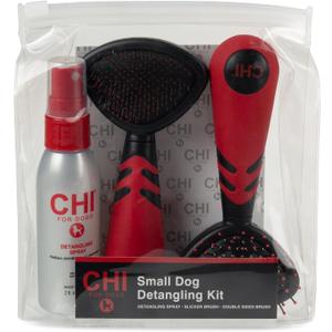 CHI for Dogs Small Dog Detangling Kit - 3-Piece Grooming Set with Detangling Spray, Double-Sided Brush, and Slicker Brush - Dog Grooming Essentials for Coats and Tangles, Small Dog Kit