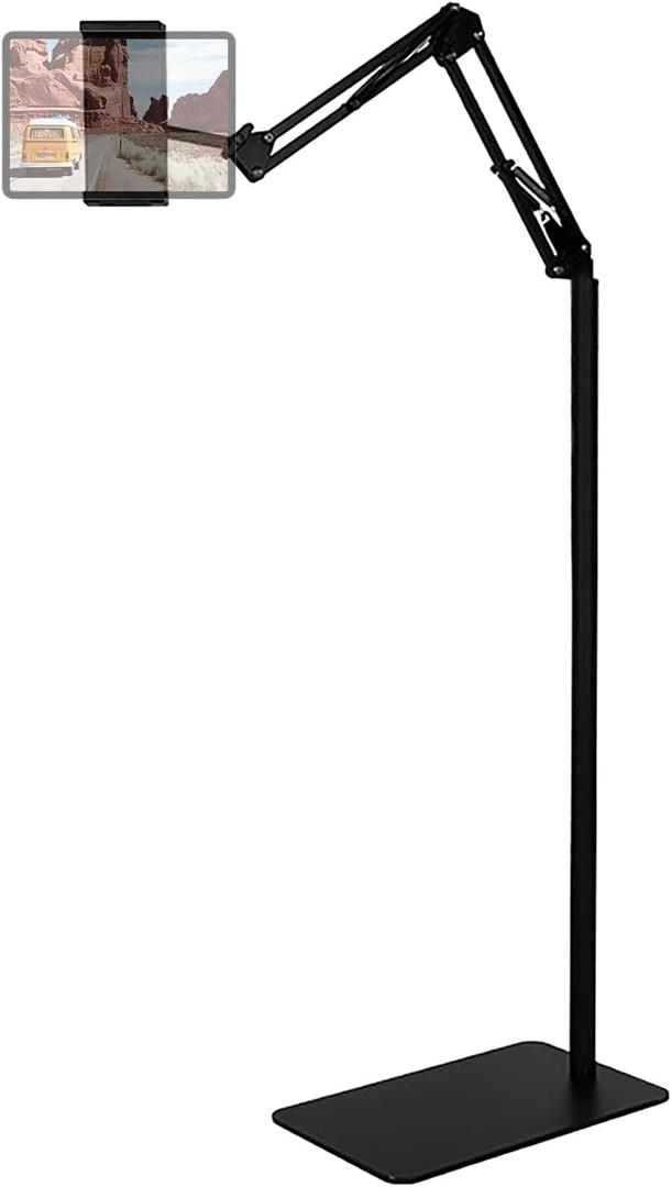 Tablet Floor Stand, Raised Bed Phone Stand Angle Height 360 Degrees Adjustable Stand, Universal Floor Stand Compatible with iPhone iPad Pro Air Mini, Samsung Tab, Kindle, E-Readers