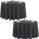 2 Pack Black Round Tablecloths, 120 Inch Stain Resistant and Wrinkle Polyester Fabric Washable Table Clothes Cover for Kitchen Dining, Wedding, Reception Banquet, Birthday Party, Buffet Restaurant