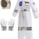 bibeikele NASA Astronaut Costumes Spacesuit for Boys Girls Kids Space Jumpsuit Halloween Costume Role Play Dress up (L(6-7Years))