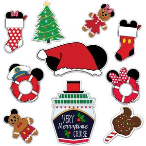 10 Pcs Christmas Door Decorations, Festival Magnetic Decorations for Cabin Door, Reusable Magnets for DCL and Major Cruise Lines
