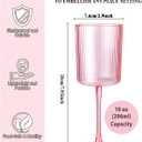 Ciaell 12 PCS Pink Plastic Ribbed Wine Glasses - 10 OZ Plastic Square Wine Glasses with Stem - Disposable Champagne Cups for Parties & Weddings & Mother's Day