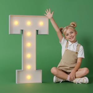 2.3FT Marquee Letters T Large Light Up Letters Cool White Big Foam Cardboard Graduations Prom Marry Me Wedding Birthday Party Decorations Backdrop Sign T