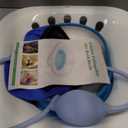 Sitz Bath for Toilet Hemorrhoids Postpartum Care, Perineal Soaking Bath Over the Toilet Seat, Collapsible Sitz Basin with Flusher for Vaginal Anal Inflammation Treatment, Yoni Steam Seat, White/Blue
