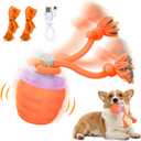 Interactive Dog Toy, [Newly Upgraded] Motion Activated Rolling Ball for Small Dogs, Automatic Moving Dogs Ball for Boredom, USB Rechargeable(Orange)