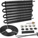 EVIL ENERGY 5/16" Transmission Oil Cooler, 8 Pass Tube and Fin Cooler Kit Universal Aluminium Black
