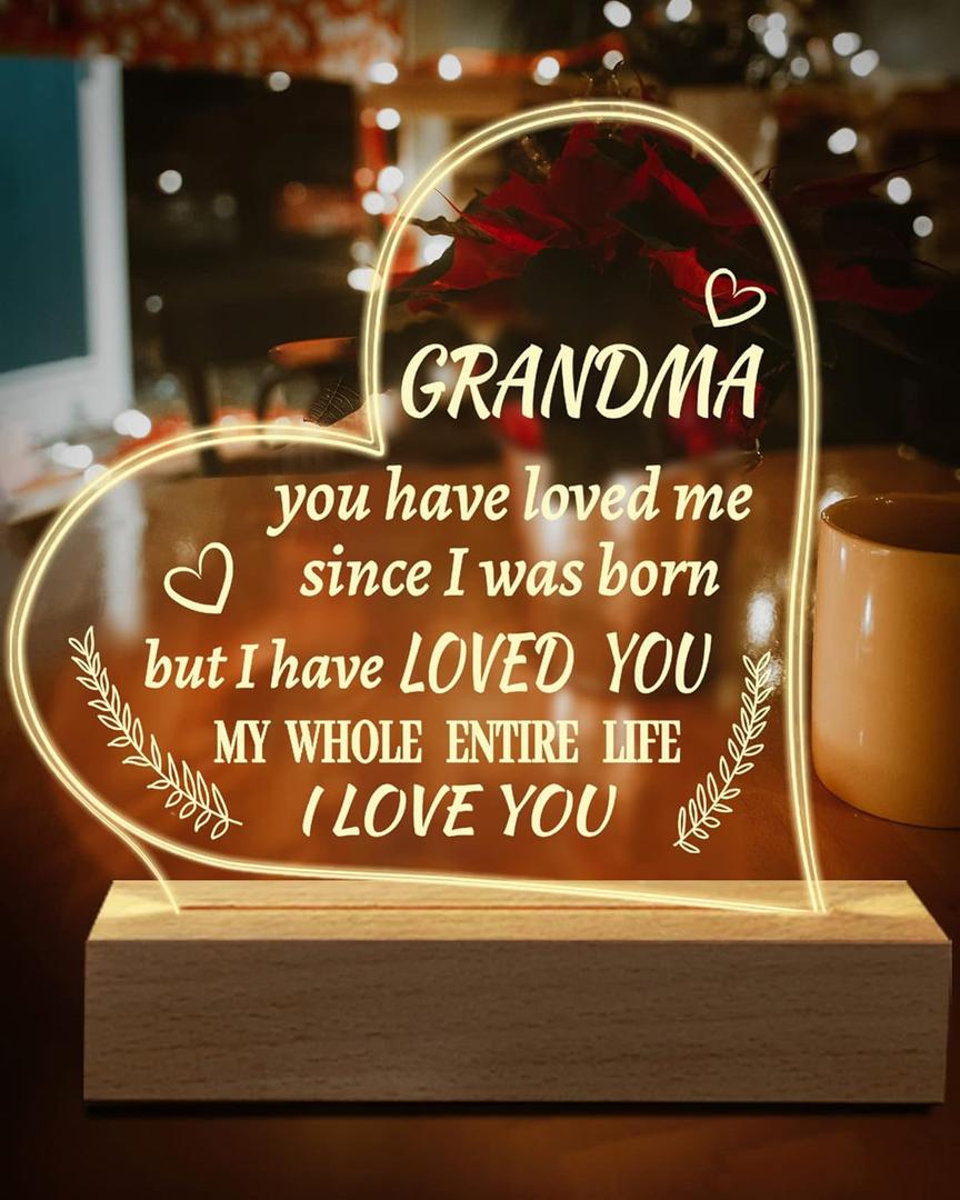 Hiipeenow Grandma Gifts from Grandchildren, Engraved Night Light 15 * 19CM, Birthday Mothers Day Christmas Gifts for Grandma, Nana, Grammy, Grandmother