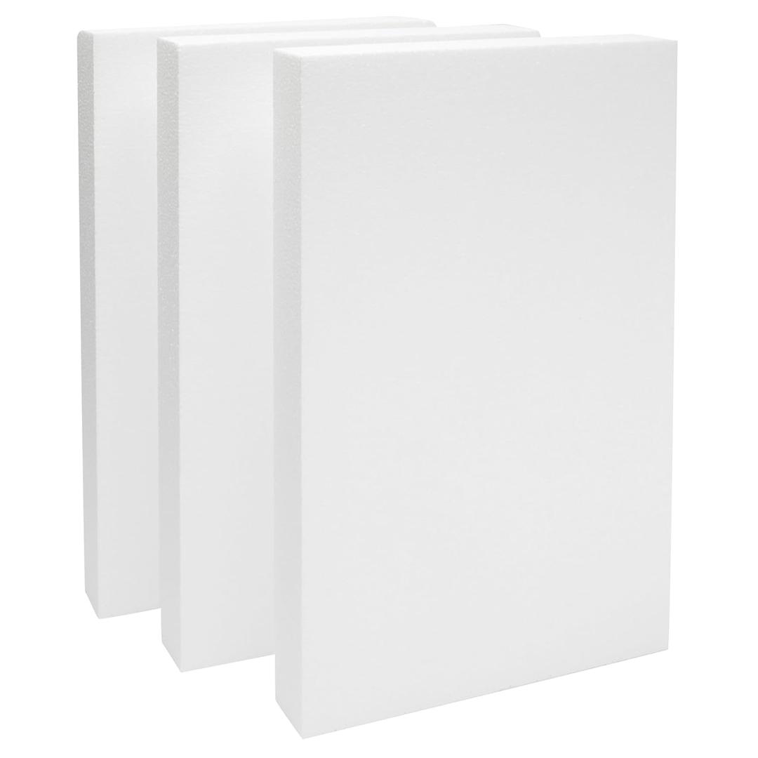 Rectangular Foam Blocks - Easy-to-Carve Sculpting Foam - Diorama Base Rectangles for Model Displays - Versatile Craft Pack for DIY Craft - Pack of 3, 17 x 11 x 2 in, White