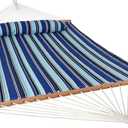 Sunnydaze Quilted Outdoor Hammock with Spreader Bars - Heavy-Duty 450-Pound Capacity Double Hammock for Outside - Catalina Beach
